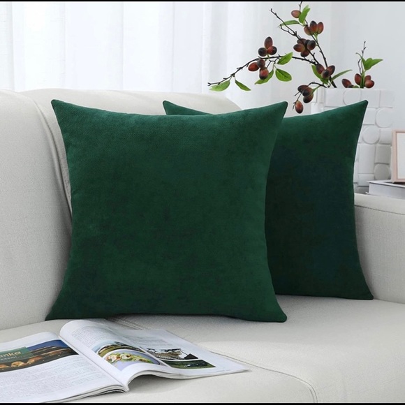 Other - Modern minimalist luxury forest green velvet decorative cushion cover set of two